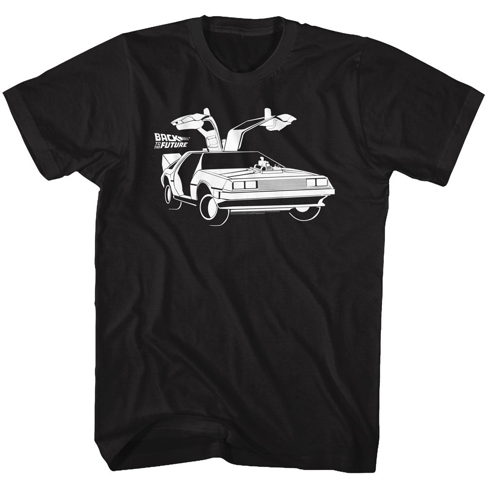 Back To The Future Mens S/S T-Shirt - Car - Solid Black