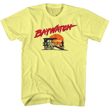 Baywatch Mens S/S T-Shirt - Silhouette - Heather Yellow Heather