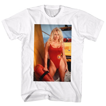 Baywatch Mens S/S T-Shirt - Pamela - Solid White