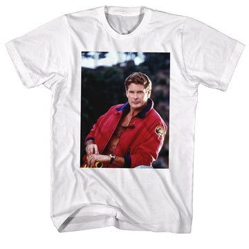 Baywatch Mens S/S T-Shirt - The Hoff - Solid White