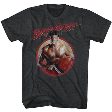 Baywatch Mens S/S T-Shirt - Serious Dave - Heather Black Heather