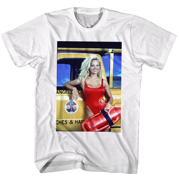 Baywatch Mens S/S T-Shirt - Pam? - Solid White