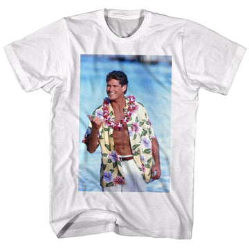Baywatch Mens S/S T-Shirt - Dave - Solid White