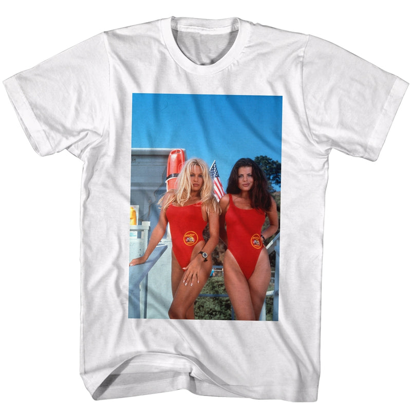 Baywatch Mens S/S T-Shirt - America - Solid White