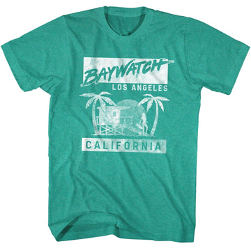 Baywatch Mens S/S T-Shirt - Baywatch - Heather Mahi Heather