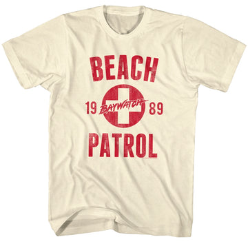 Baywatch Mens S/S T-Shirt - Beach Patrol - Solid Natural