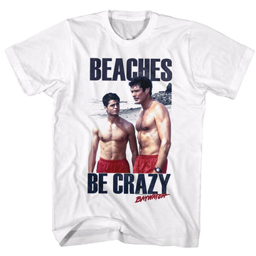 Baywatch Mens S/S T-Shirt - Beaches - Solid White