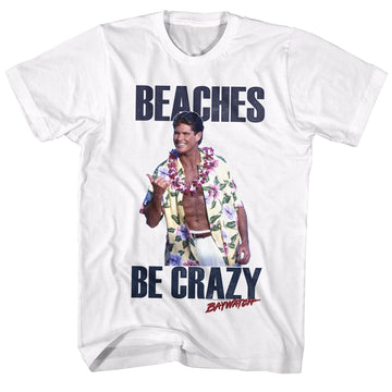 Baywatch Mens S/S T-Shirt - Beaches - Solid White