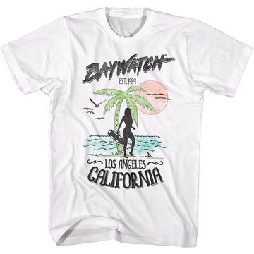 Baywatch Mens S/S T-Shirt - Beach - Solid White