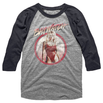 Baywatch Mens 3/4 Sleeve Raglan - Vintage - Heather/Heather Gray Heather/Dark Heather