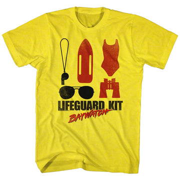 Baywatch Mens S/S T-Shirt - Lifeguard Kit - Solid Yellow