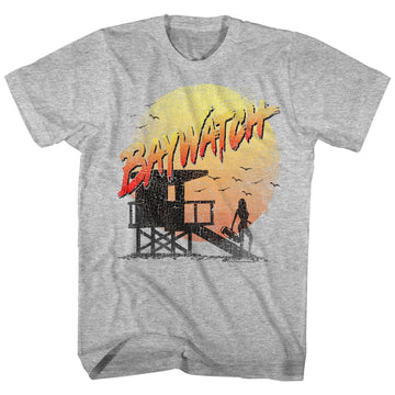 Baywatch Mens S/S T-Shirt - Cracked Up - Heather Gray Heather