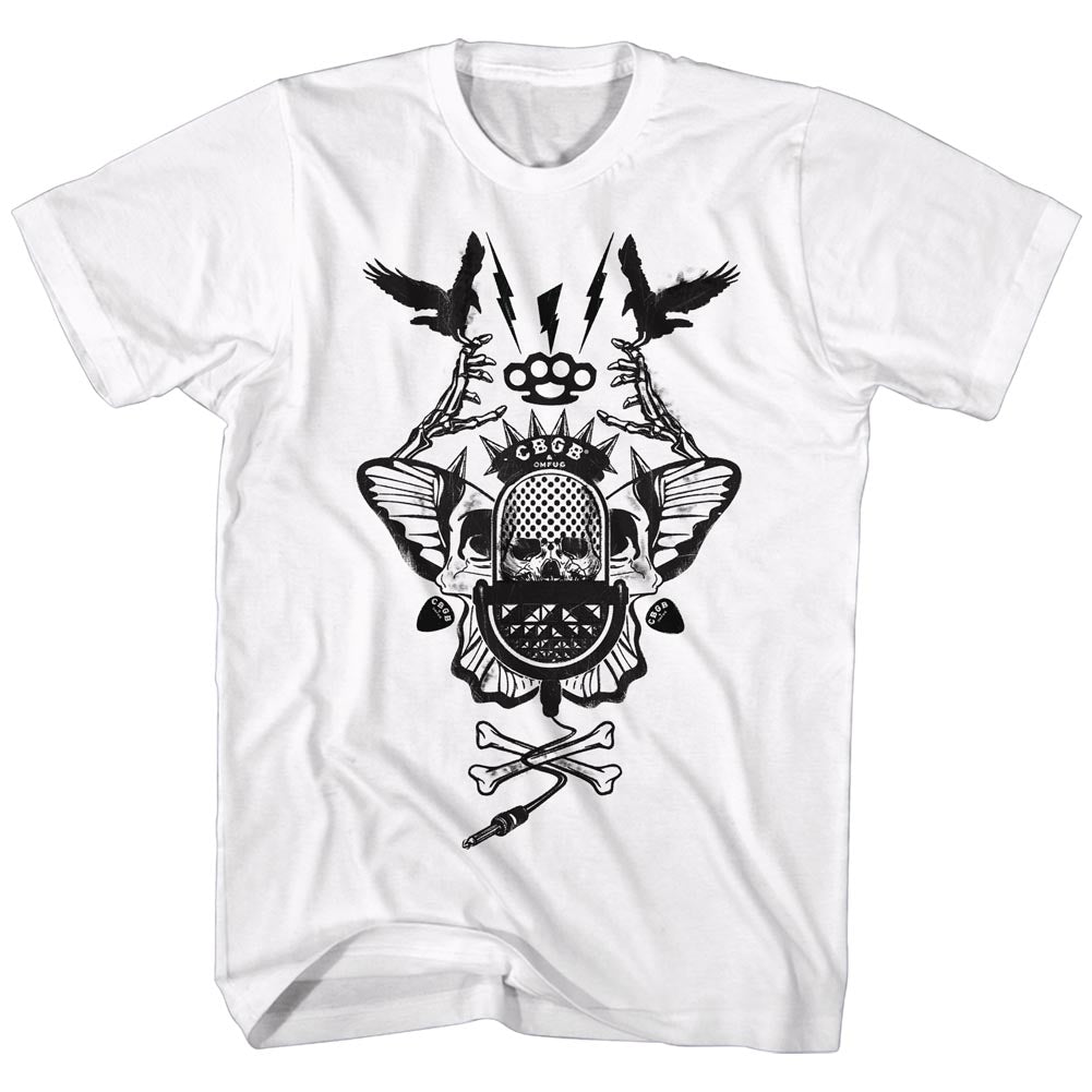 CBGB Mens S/S T-Shirt - Crossbones - Solid White