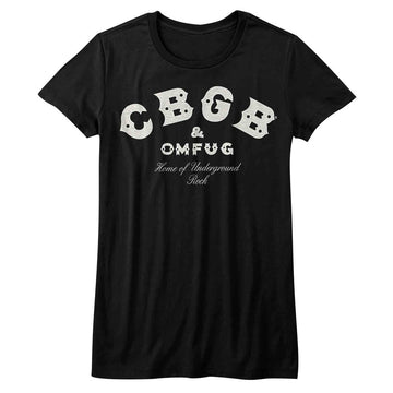 CBGB Girls Juniors S/S T-Shirt - Logo - Solid Black
