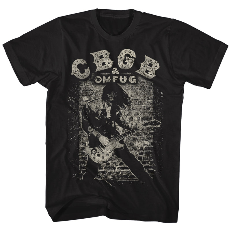 CBGB Mens S/S T-Shirt - Guitar - Solid Black
