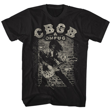 CBGB Mens S/S T-Shirt - Guitar - Solid Black
