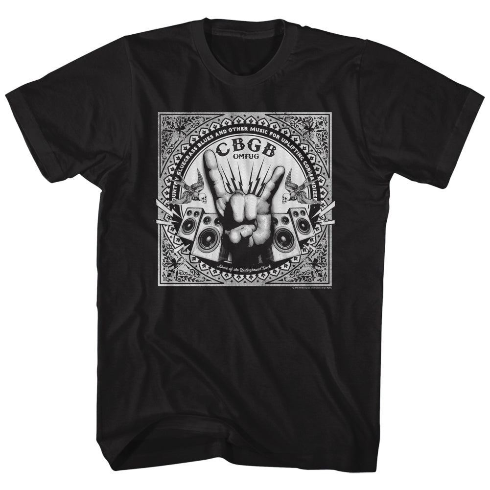 CBGB Mens S/S T-Shirt - Rock Hand - Solid Black