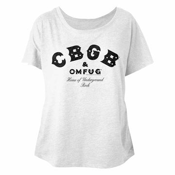 CBGB Ladies S/S Dolman - CBGB Black - Solid White