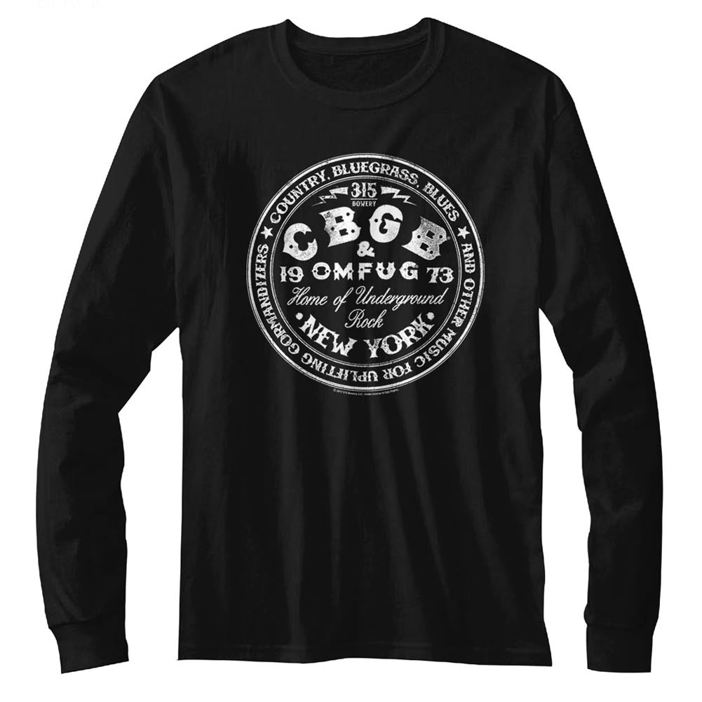 CBGB Mens L/S T-Shirt - CBGBcircle - Solid Black