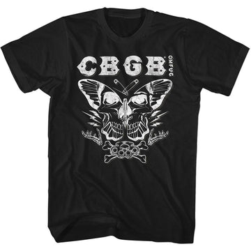 CBGB Mens S/S T-Shirt - Butterfly Collage - Solid Black