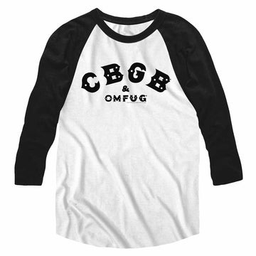 CBGB Mens 3/4 Sleeve Raglan - CBGB Black - Solid/Solid White/Black