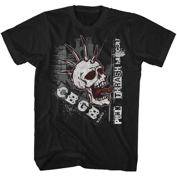 CBGB Mens S/S T-Shirt - Screaming Skull - Solid Black