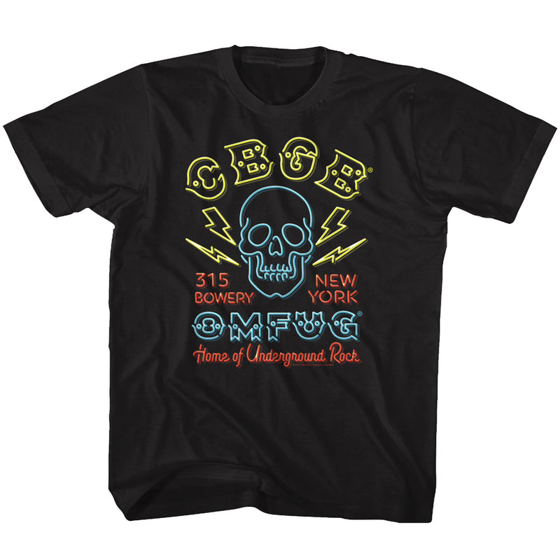 CBGB Toddler S/S T-Shirt - Neon Sign - Solid Black