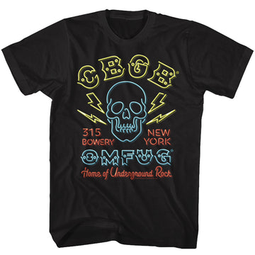 CBGB Mens S/S T-Shirt - Neon Sign - Solid Black