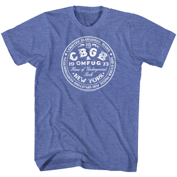 CBGB Mens S/S T-Shirt - CBGBcircle - Heather Royal Heather