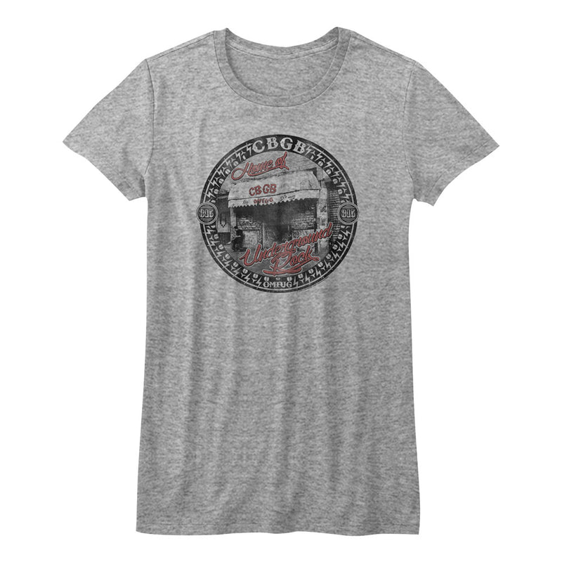 CBGB Girls Juniors S/S T-Shirt - Circle Scene - Heather Gray Heather