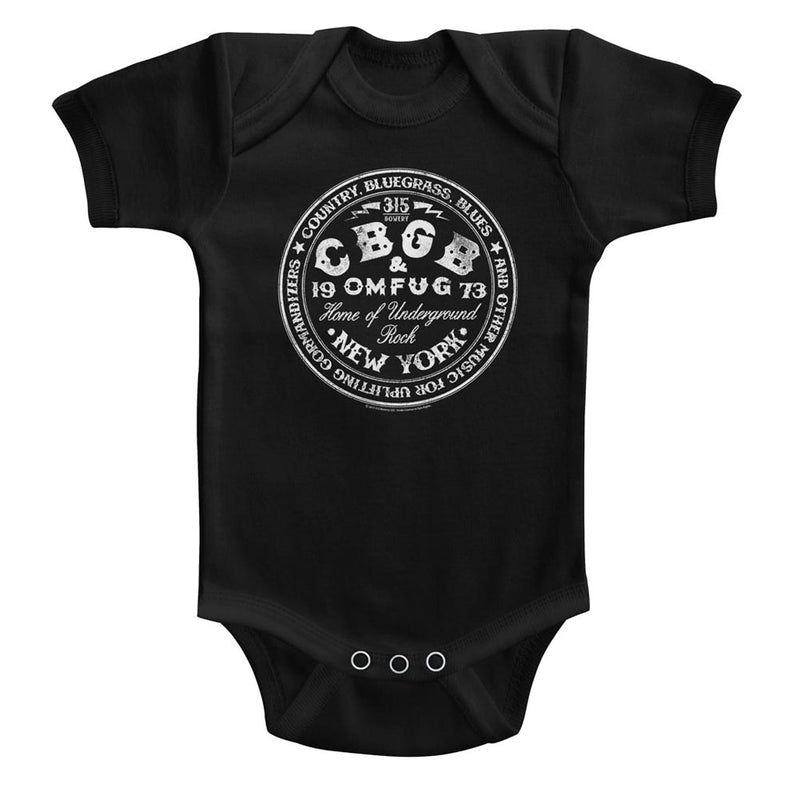 CBGB Infant S/S Bodysuit - CBGBcircle - Solid Black - Inmyparentsbasement.com