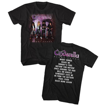 Cinderella Mens S/S T-Shirt - Night Songs Album - Solid Black