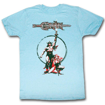 Conan Mens S/S T-Shirt - Movie Poster - Heather Light Blue Heather