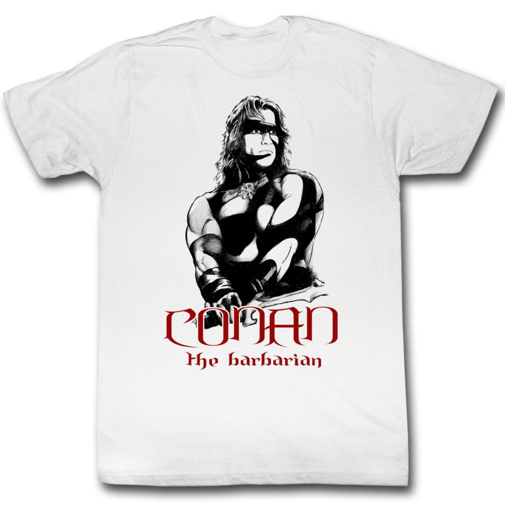 Conan Mens S/S T-Shirt - Conan Black And Red - Solid White