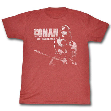 Conan Mens S/S T-Shirt - Conan White - Heather Red Heather