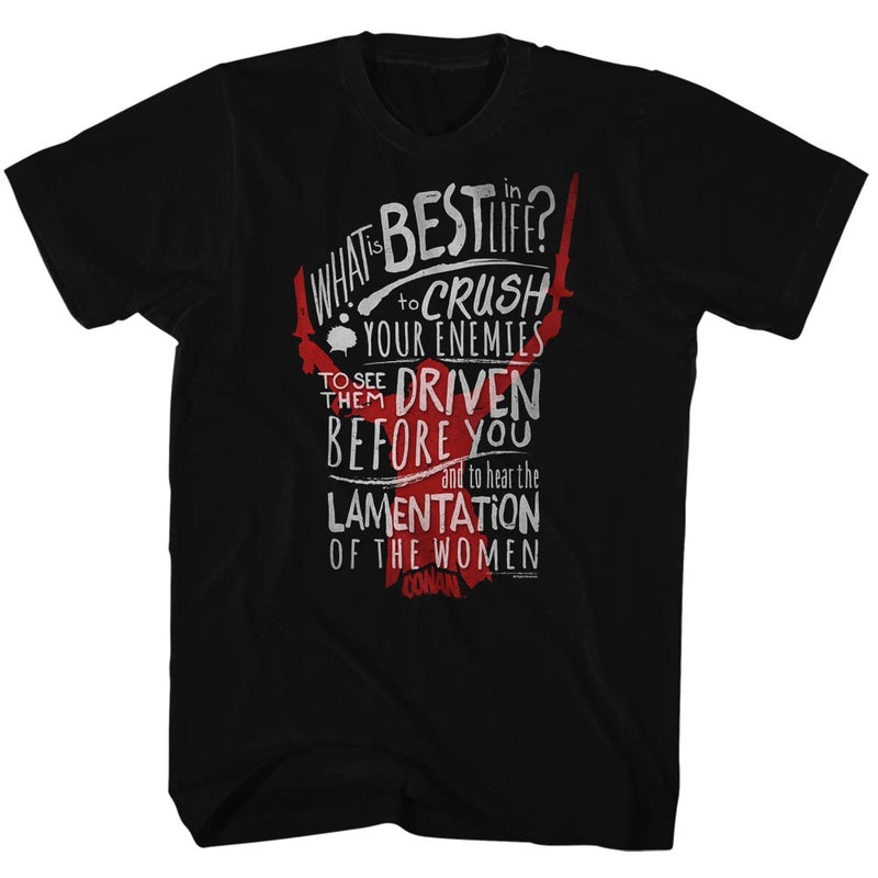 Conan Mens S/S T-Shirt - Crushing Is The Best - Solid Black
