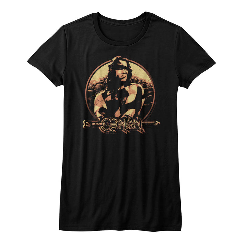 Conan Girls Juniors S/S T-Shirt - Shield - Solid Black