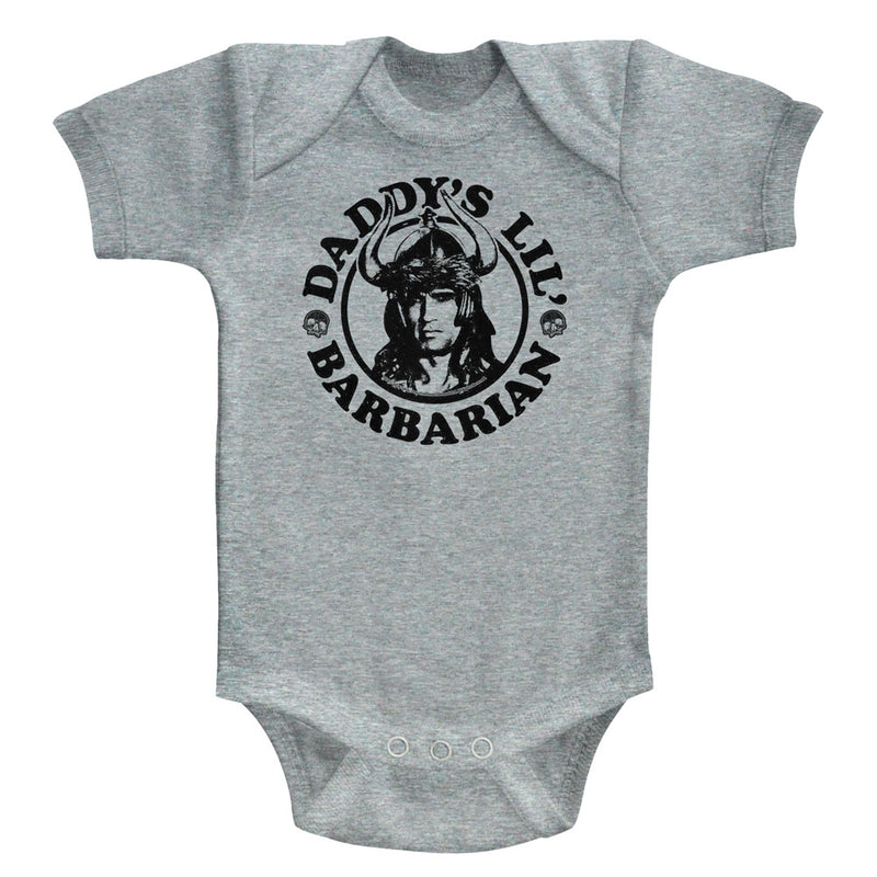 Conan Infant S/S Bodysuit - Daddy'S Barbarian - Heather Gray Heather - Inmyparentsbasement.com