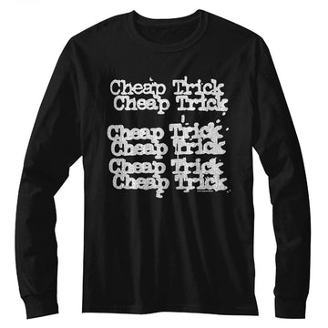 Cheap Trick Mens L/S T-Shirt - Name Repeat - Solid Black