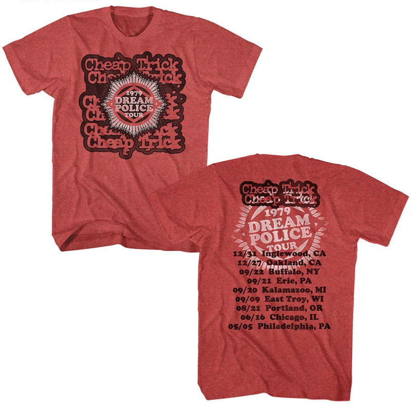 Cheap Trick Mens S/S T-Shirt - Dream Police Tour - Heather Red Heather