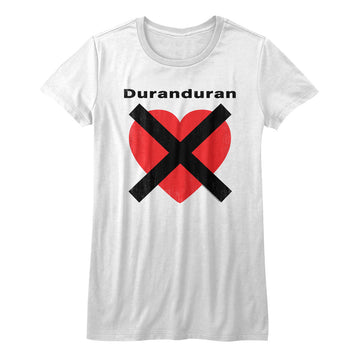 Duran Duran Girls Juniors S/S T-Shirt - Heartx - Solid White