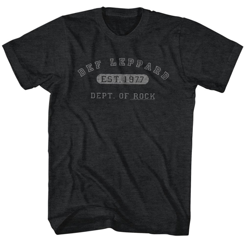 Def Leppard Mens S/S T-Shirt - Dept. Of Rock - Heather Black Heather