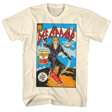 Def Leppard Mens S/S T-Shirt - Comic - Solid Natural