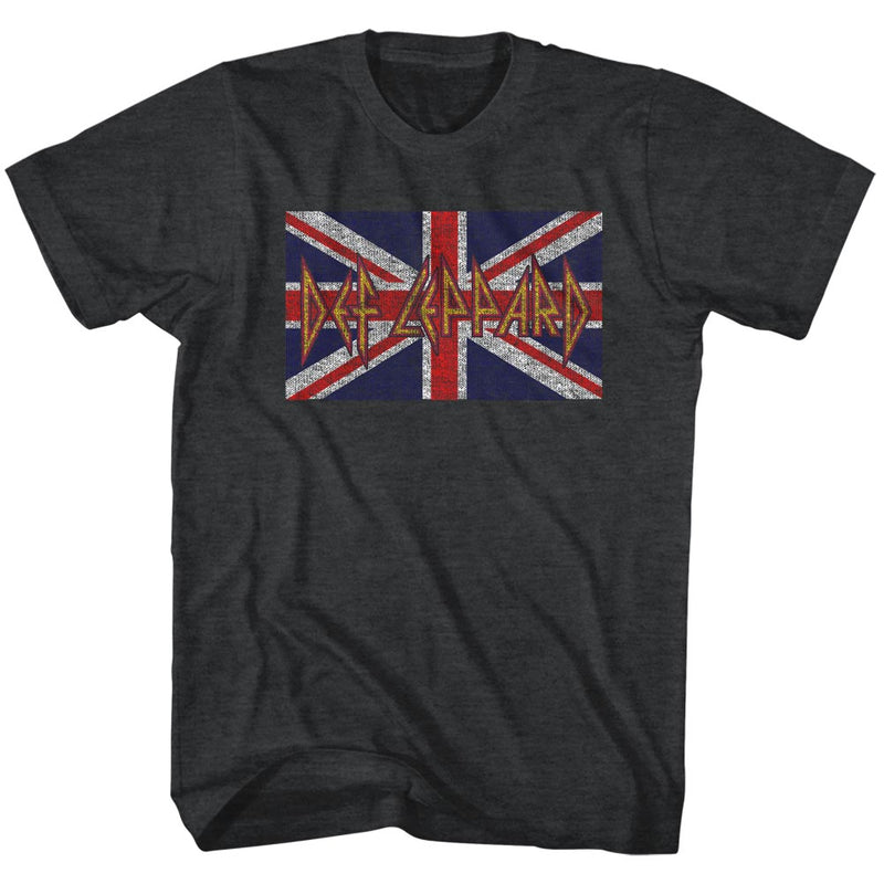 Def Leppard Mens S/S T-Shirt - Def Leppard Flag - Heather Graphite Heather