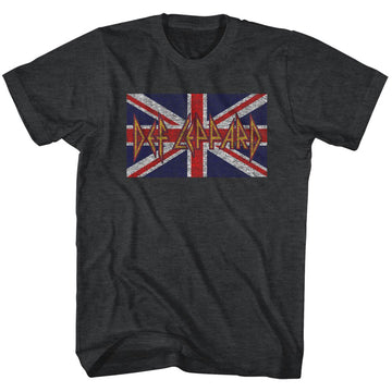 Def Leppard Mens S/S T-Shirt - Def Leppard Flag - Heather Graphite Heather
