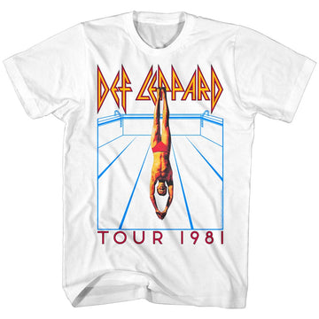 Def Leppard Mens S/S T-Shirt - He'S Swimming - Solid White