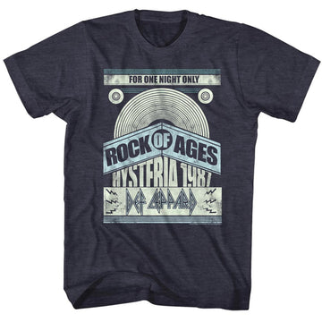 Def Leppard Mens S/S T-Shirt - For One Night Only - Heather Navy Heather