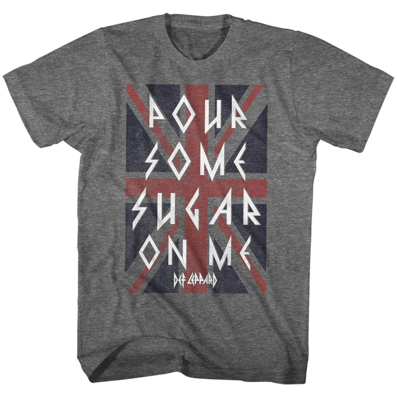 Def Leppard Mens S/S T-Shirt - Sugar - Heather Graphite Heather