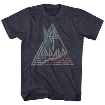 Def Leppard Mens S/S T-Shirt - Watermelone - Heather Navy Heather