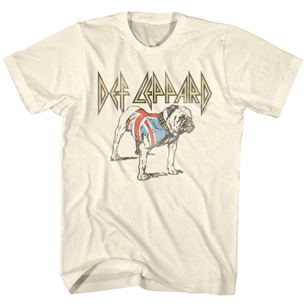 Def Leppard Mens S/S T-Shirt - Bulldog - Solid Natural